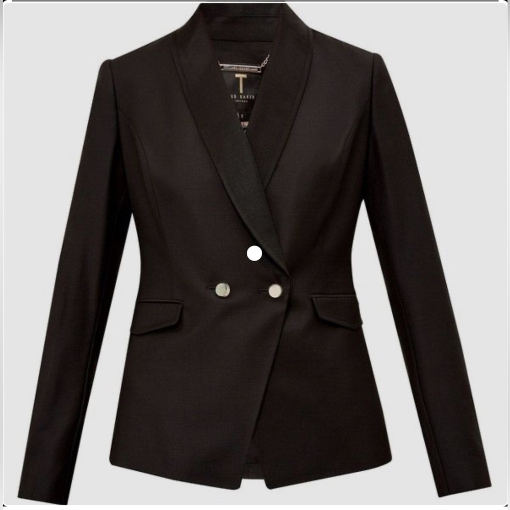 New Ted Baker Black TIORNA Double Breasted 2 Button Jacket Blazer